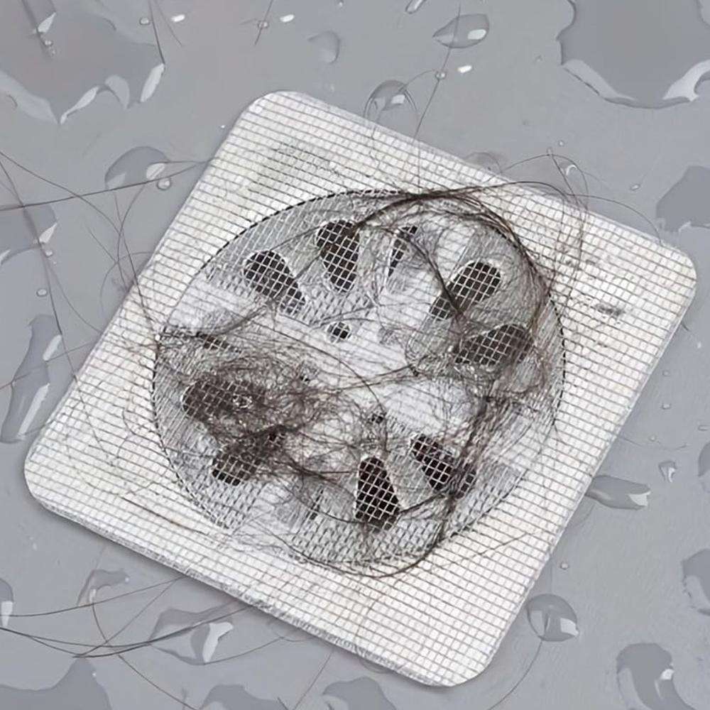 50Pcs Disposable Shower Drain Cover Hair Catcher Shower Drain Mesh Stickers Gray