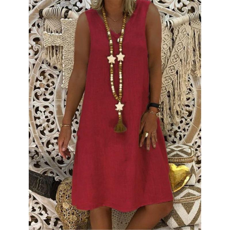 Dámská móda Léto Jaro Jednobarevný potisk Neformální šaty bez rukávů s výstřihem do V