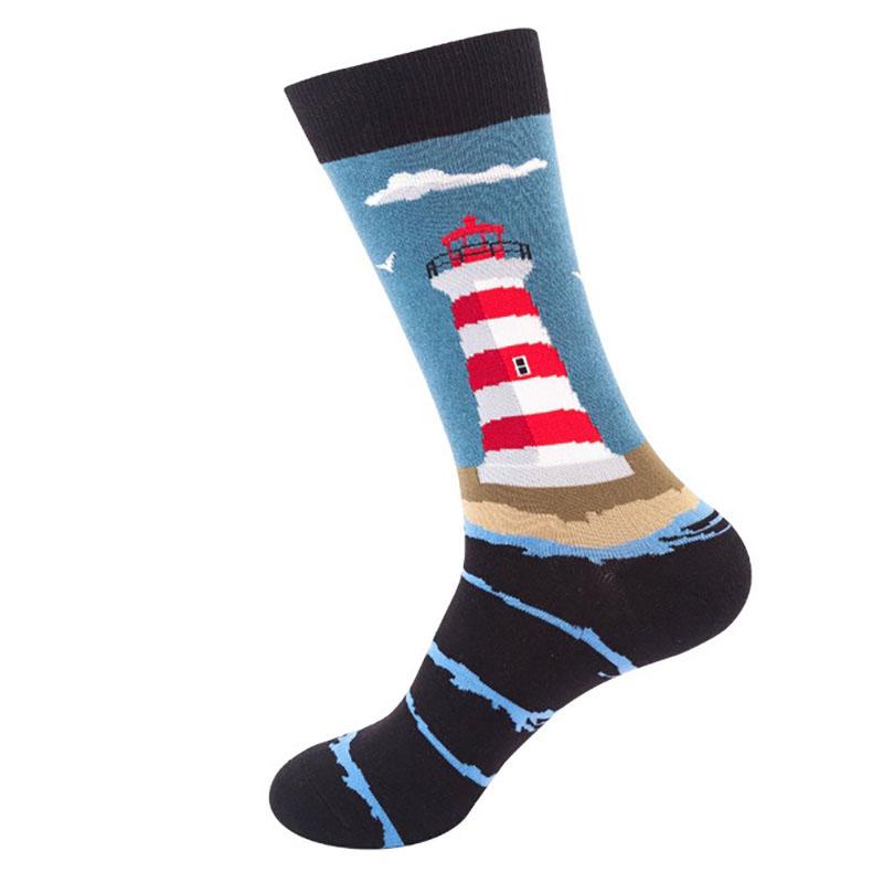 1 Pereche de Șosete Casual pentru Bărbați, cu Model Inedit, la Modă, cu Puncte Romboide Amuzante, Hip Hop, Șosete Medii pentru Femei