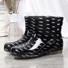 Women's Fashion Non-Slip Short Rain Boots, Waterproof Outdoor Rubber Shoes with Warm Cotton Lining.
