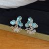Silver needle Korean fresh dripping oil flower fringed pearl stud earrings niche high-end earrings fashion sweet earrings women
