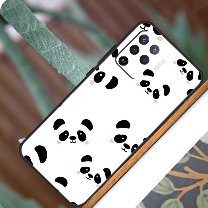 Cute Cartoon Panda For OPPO A52 A72 A92 A98 A78 A58 A5 A9 A15 A17 A77 A53S A57S A94 A74 A54 A16 A76 A96 Case