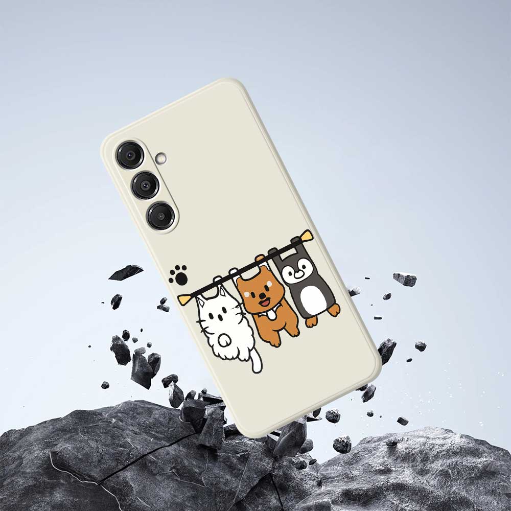 For Samsung Galaxy A16 5G/4G Case Three Animal Dolls Pattern Printing Straight Edge TPU Phone Back Cover