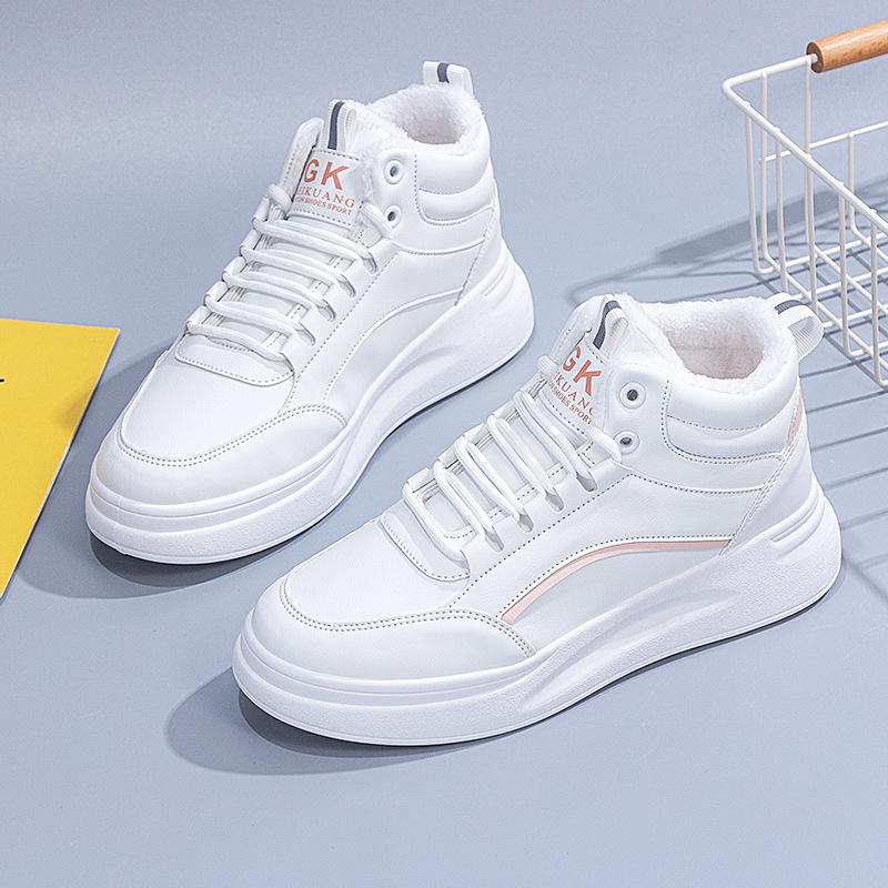 High Top Women Sneakers Casual Vulcanize Shoes Autumn Winter 2024 Comfortable Lace Up Platform Shoes Designer White Shoes Woman