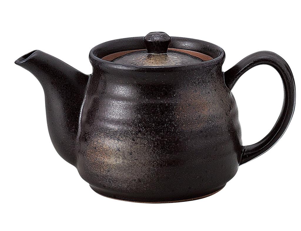 Soho Kiln Ceramic Pot, Black Bizen Blown (with Basket Mesh), 480cc, 482-26-463