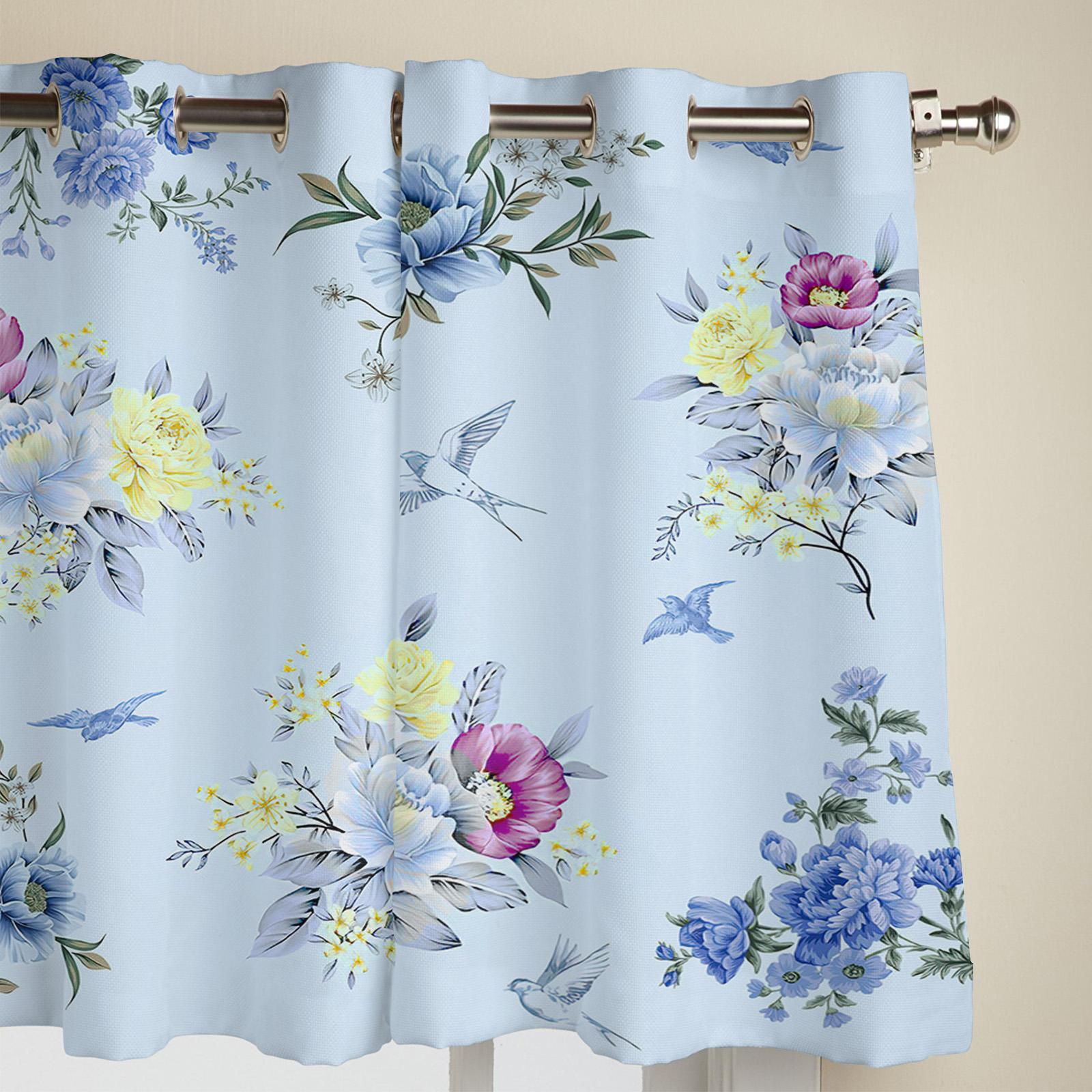 Занавеска на окно с цветком и птицей — фото 3