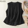ZANZEA Women Summer Sleeveless Pleated Buttons Up Casual Tank Tops