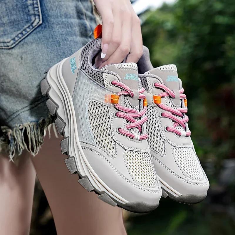 High Quality Outdoor Breathable Walking Shoes Women Summer Slow Shock Casual Sneakers Ladies Comfortable Non-Slip Hiking Shoes