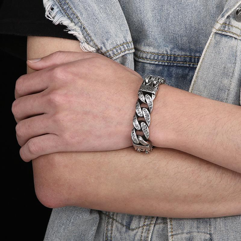 16MM Vantage Stainless Steel Heavy Men's Bracelet Punk Cast Double Row Chain Bracelet Male Hand Jewelry Armband Boyfriend Gift