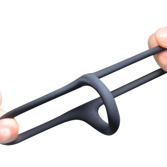 Penis Ring Firm-wrapped Stretchable Black Effective Dildo Foreskin Delay Ring for Bedroom
