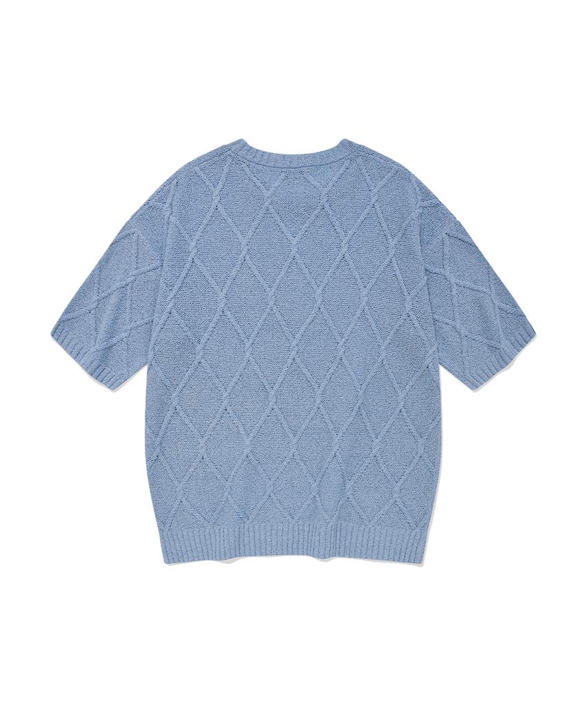 FALLETT Story Logo Argyle Summer Knit Sky Blue