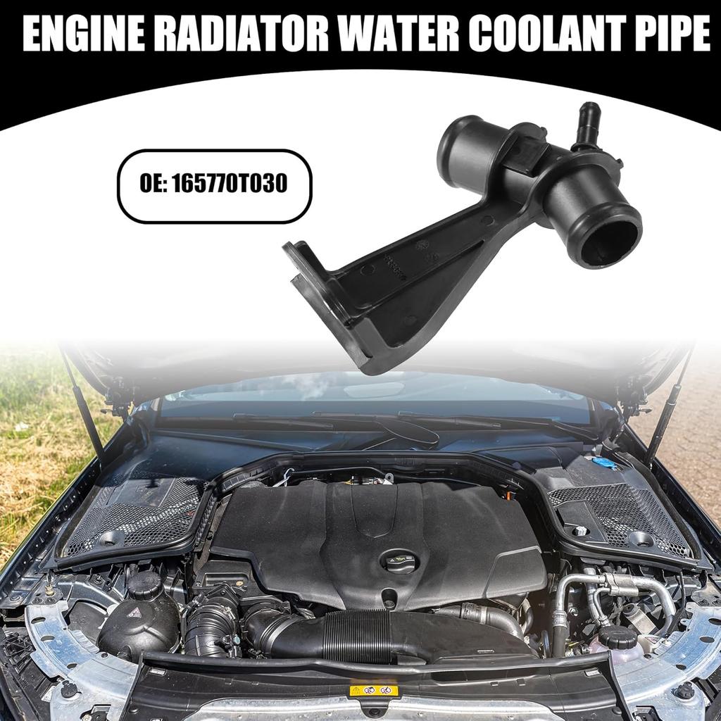 Engine Radiator Water Outlet Coolant Pipe No.165770T030 - Car Outlet Heater Hose Connector - For Toyota Corolla 1.8L 2009-2014 Plastic Black 1 Pc