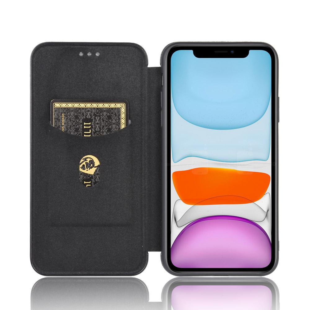 Carbon Fiber Magnetic Flip Cover Case for IPhone 15 14 13 12 Pro Max Mini 11 SE XS XR X Max 6 6S 7 8 Plus Wallet Card Holder