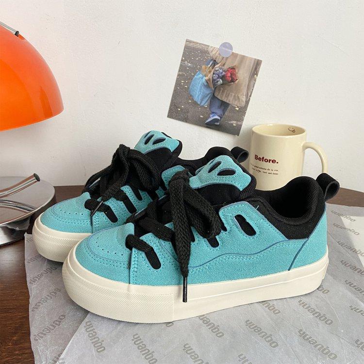 Fall  Student Board Shoes Women's Flat Low-Top Thickened Shoes Tongue Women's Shoes Korean Casual Skateboard Shoes Women's Shoes