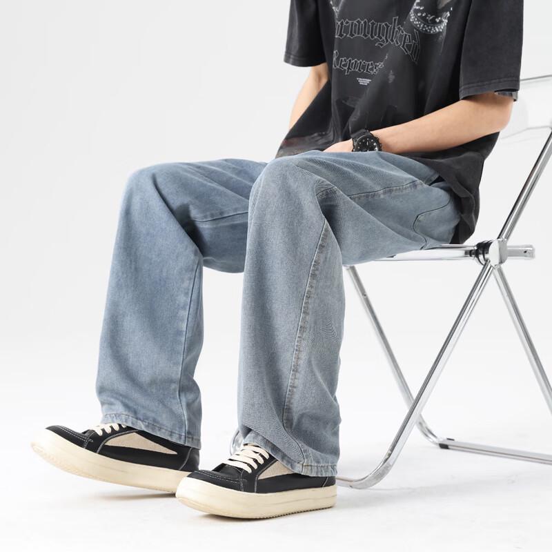 Dingfengbaoluo Men's Relaxed Fit Straight-Leg Jeans