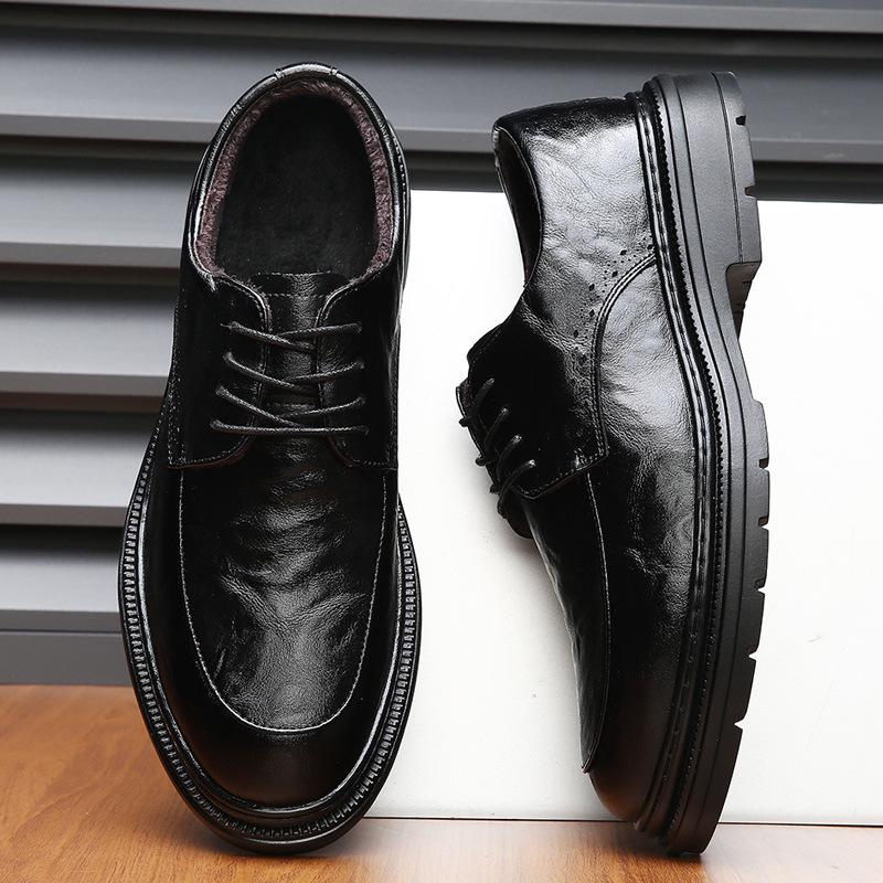 

2024 Мужские черные деловые туфли из натуральной кожи в деловом стиле – мягкая подошва, дышащая повседневная одежда 39