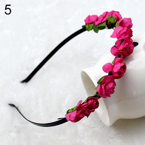 Rose Flower Crown Festival Headband Wedding Garland Floral Hairband Accessory