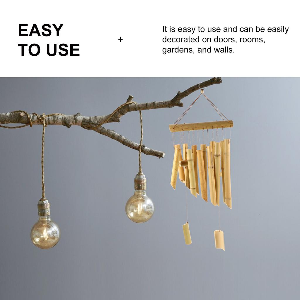 Bamboo Wind Chimes Hanging Decor Home Bell Pendant Garden Outdoor Spinner Eco Friendly Creative Gift Idea