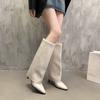 Women Knee High Boots Fashion Pointe Toe Leather Boot Designer Pants Boot Sexy Stiletto Heeles Long Boot Pumps Boots Botas Mujer