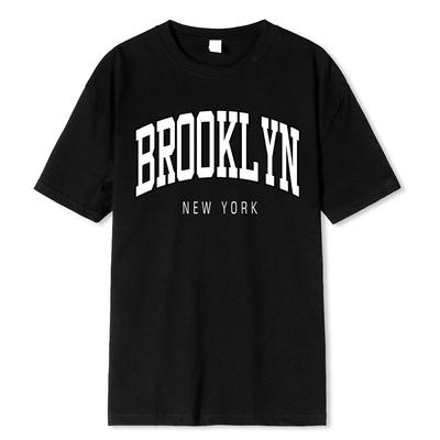 Brooklyn Νέα Υόρκη Εκτύπωση Ανδρικά T-Shirts Καλοκαίρι 100% Βαμβακερά Αθλητικά T-Shirts Αναπνέον Άνετα Ρούχα Hip Hop Crewneck