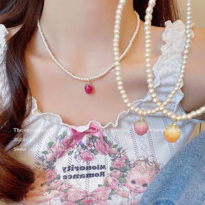 Light Luxury High-End Imitation Pearl Beaded Necklace Women'S Versatile Niche Design Collarbone Chain Summer Accessories