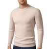 Men's Long Sleeved Solid Color Cable Knit Sweater Bottoming Shirt Slim Fit Pullover