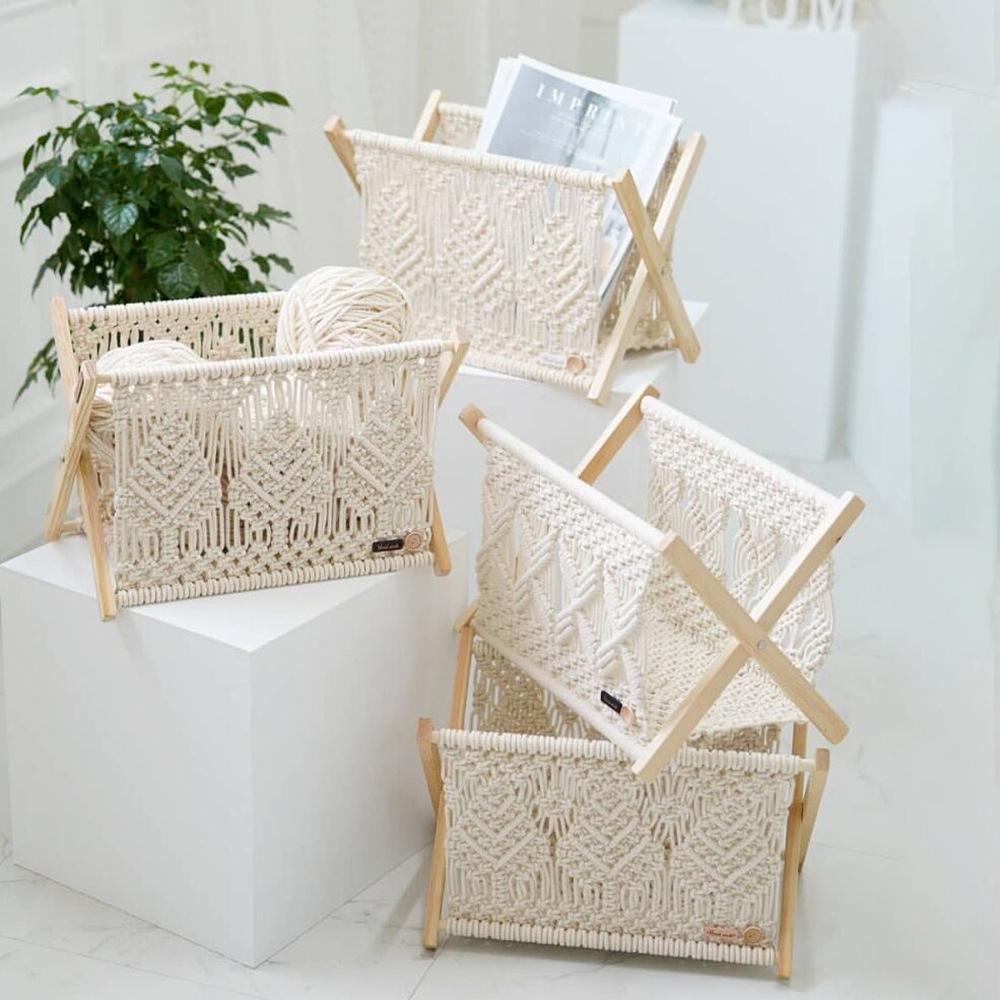 Nordic Cotton Rope Woven Magazine & Book Rack - Creative Floor-Standing Display