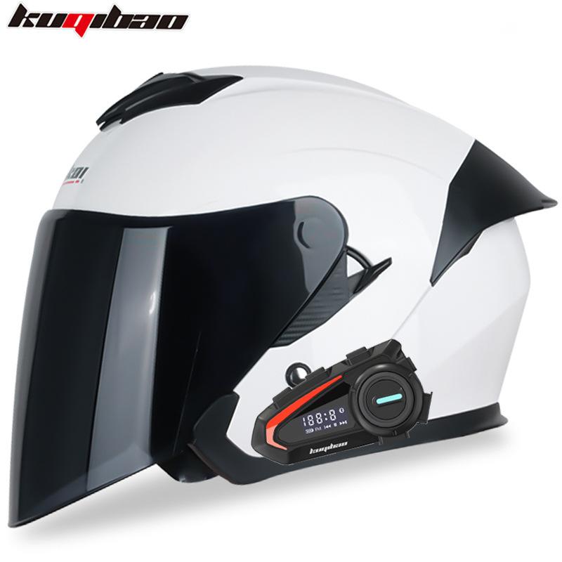 

Kuqibao мотоциклетный шлем с двумя объективами и Bluetooth, мотоциклетный шлем, полушлем, дальний радиус действия, универсальная полукепка на четыре сезона XXL военно-воздушные силы синий