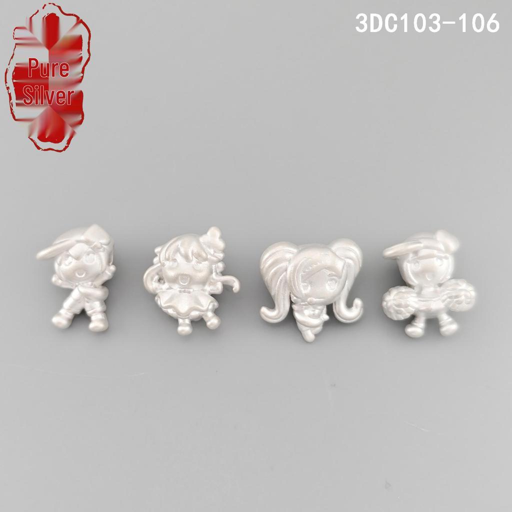 Sterling Silver S999 3D Woven Rope Anime Guardian Sweetheart Spacer Beads Bracelet