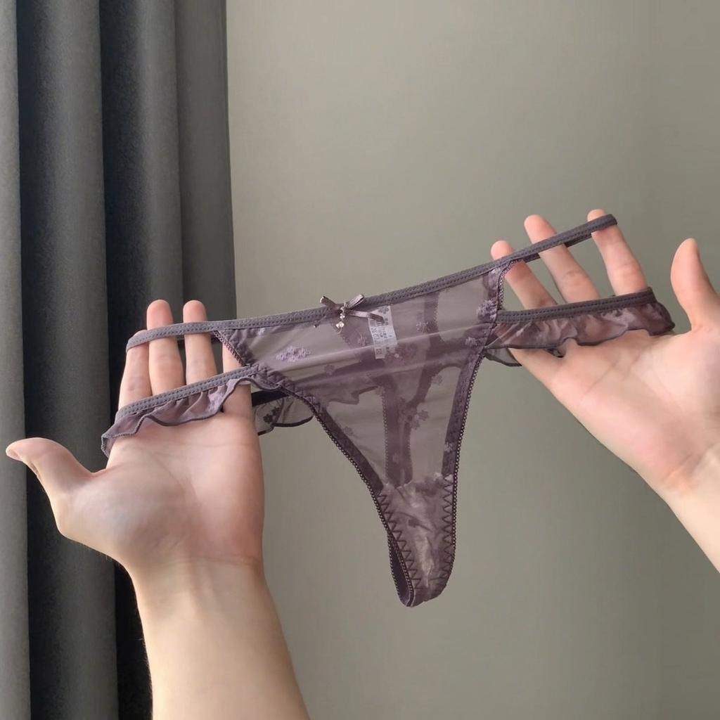 Damen Sommer Dünn Neuer Stil Reine Begierde Sexy Spitze Ausgeschnitten Atmungsaktiv Spurlos Niedrige Taille Tanga Unterwäsche
