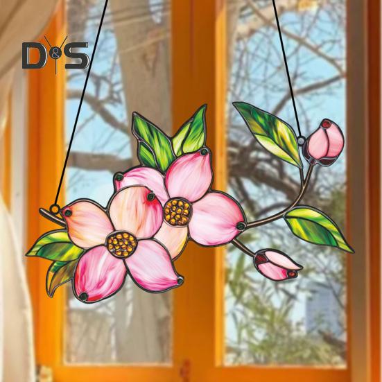 Flower Hanging Decoration Wall Art Window Hanging Ornament Double-Sided Floral Sun Catcher Gift for Nature Lovers