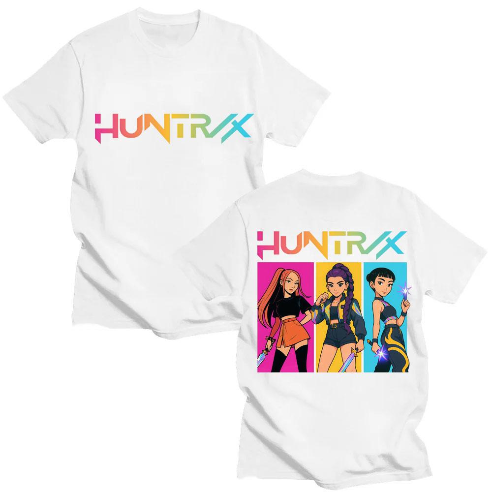 Kpop Anime Dämonenjäger Huntrix Girls Mode T-Shirts Männer Frauen Ästhetisches Manga T-Shirt Übergroß Baumwolle Lässig Street T-Shirt
