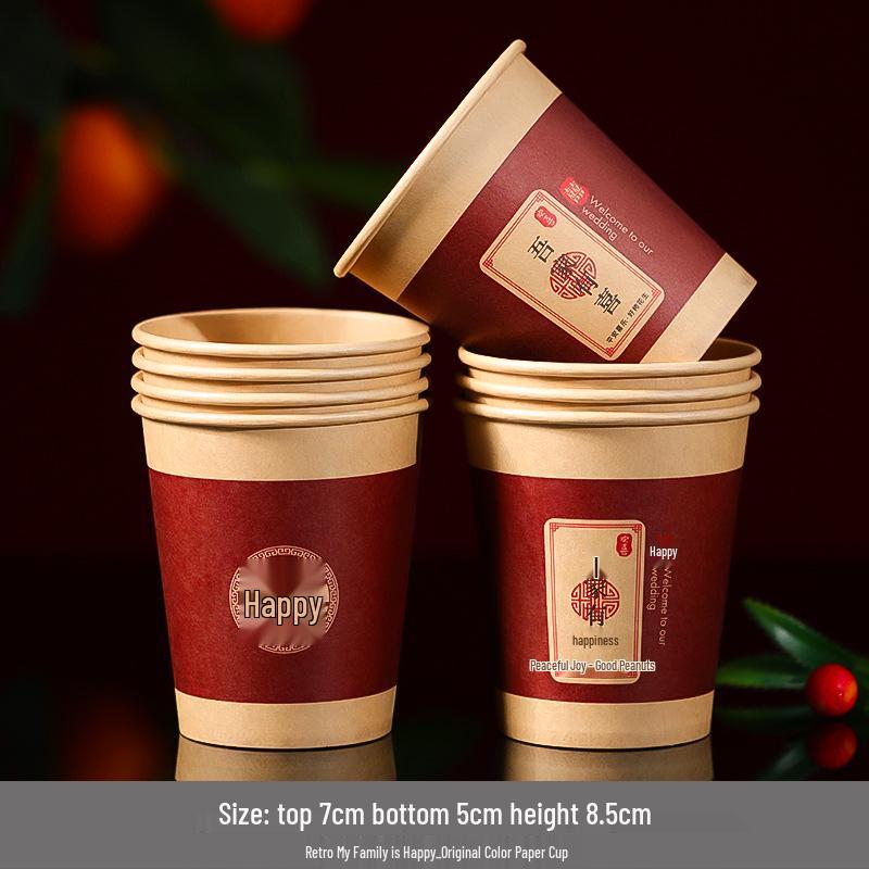 Elegant Disposable Red Wedding Paper Tea Cups