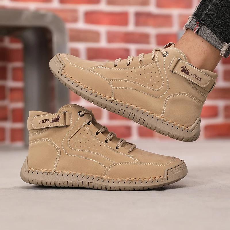 New Retro Men's Boots Classic Fashion Design Breathable Casual Loafers Handmade Leather Soft Comfort Spring/autumn Women Sneaker