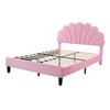 Letto Matrimoniale Imbottito 140 x 200 cm, Struttura con Testiera a Forma di Fiore e Rete a Doghe, per Adulti-Ragazzi in Tessuto di Velluto Amico della Pelle, Letto per Ospiti Rosa