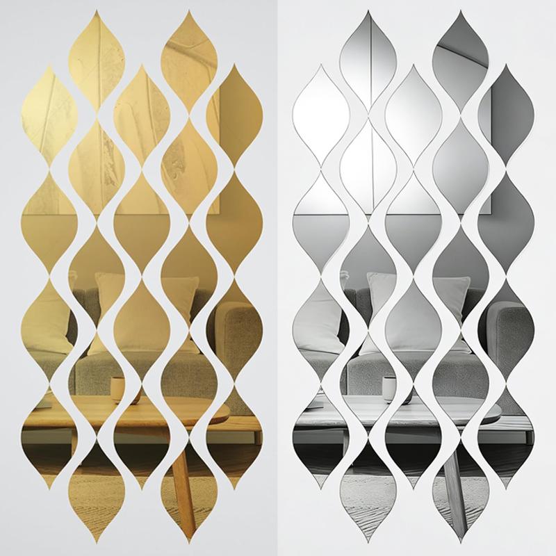 30/6PCS Acrylic 3D Mirror Removable Wall Sticker Home Decor DIY Self-adhesive Mirrors Decal for Living Room Art Wall Decoration