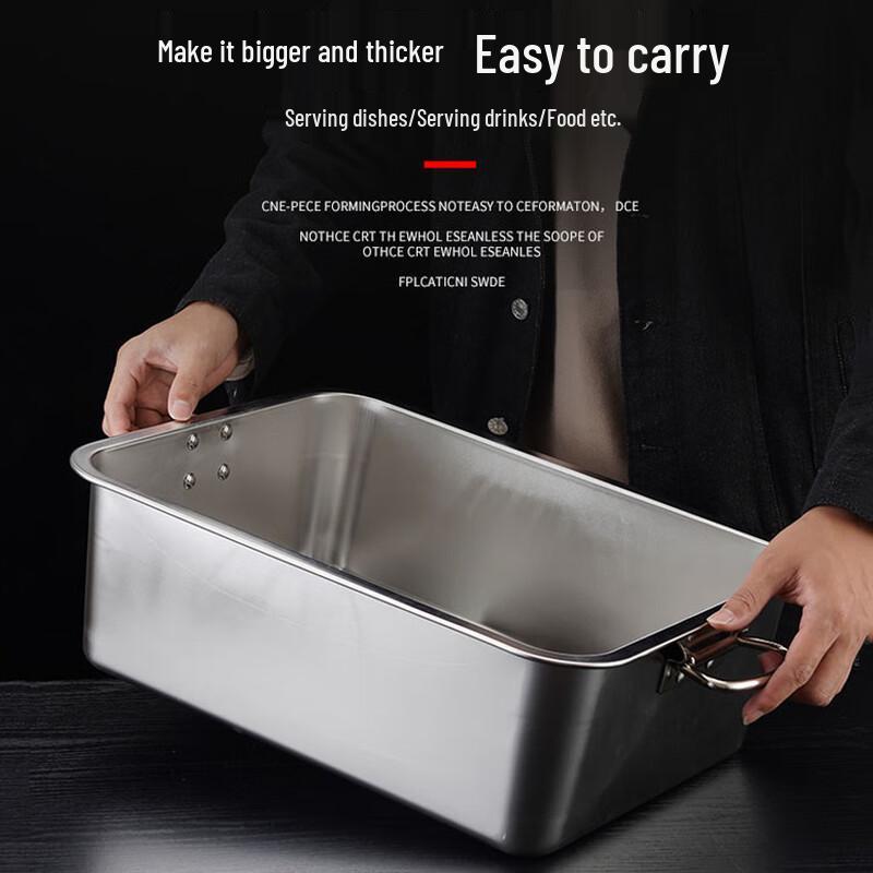 Rechteckiges Edelstahlbecken mit Griffen