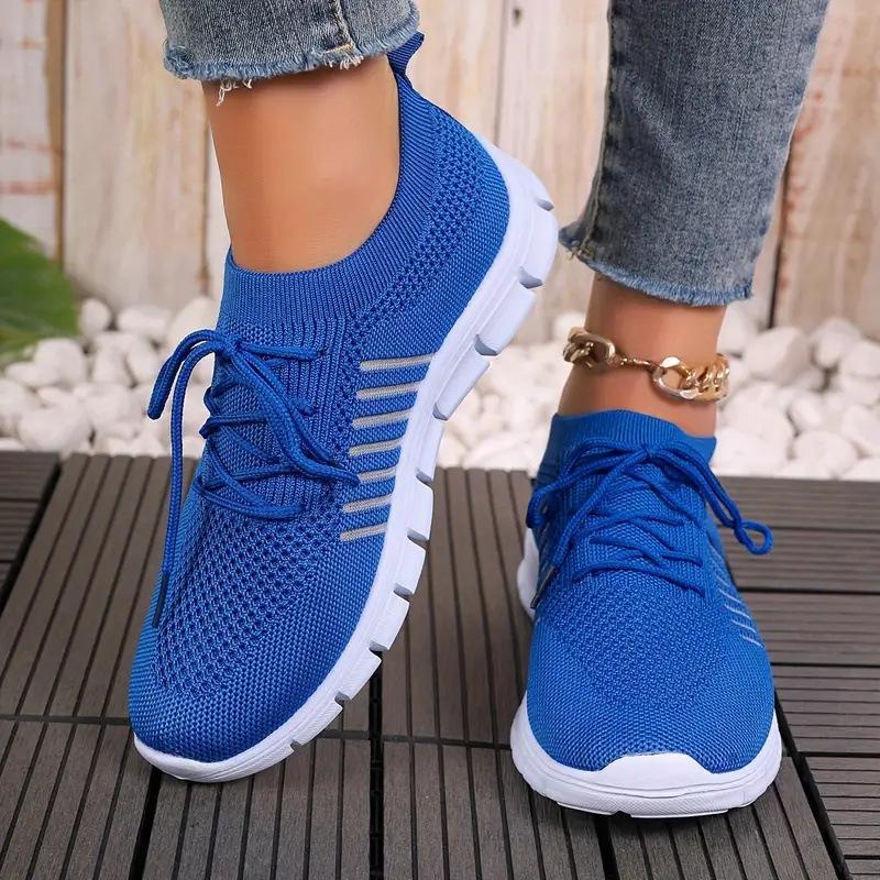 Summer Yellow Casual Shoes Women Flat Shoes Breathable Mesh Knit Sneakers Women Tennis Shoe Lightweight Running Shoes Woman Shoe