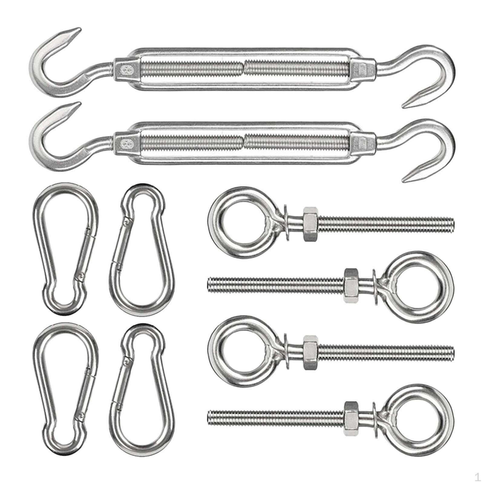 

10 Pieces Shade Hardware Kit Sail Installation Lightweight for Triangle Rectangle Sun Shades