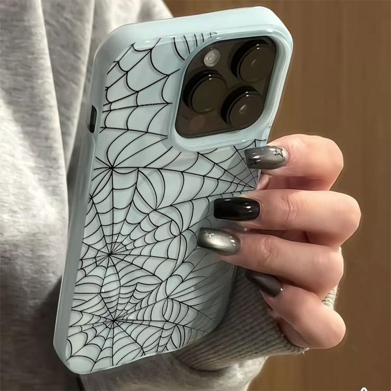 Black Spider Web Silicone Case For iPhone 13 16 15 14 12 Pro Cover for iPhone 15 16 Plus 13 11 12 14 15 16 17 Air Pro Max Cases