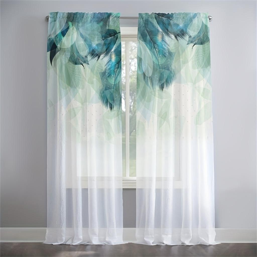 

Роскошные золотые перьевые тюлевые прозрачные шторы для окон, жалюзи для гостиной, детской спальни, шкафа, прихожей, кухни, двери, домашний декор, 2 шт. W50 X H130(CM)X2&Grommet Top