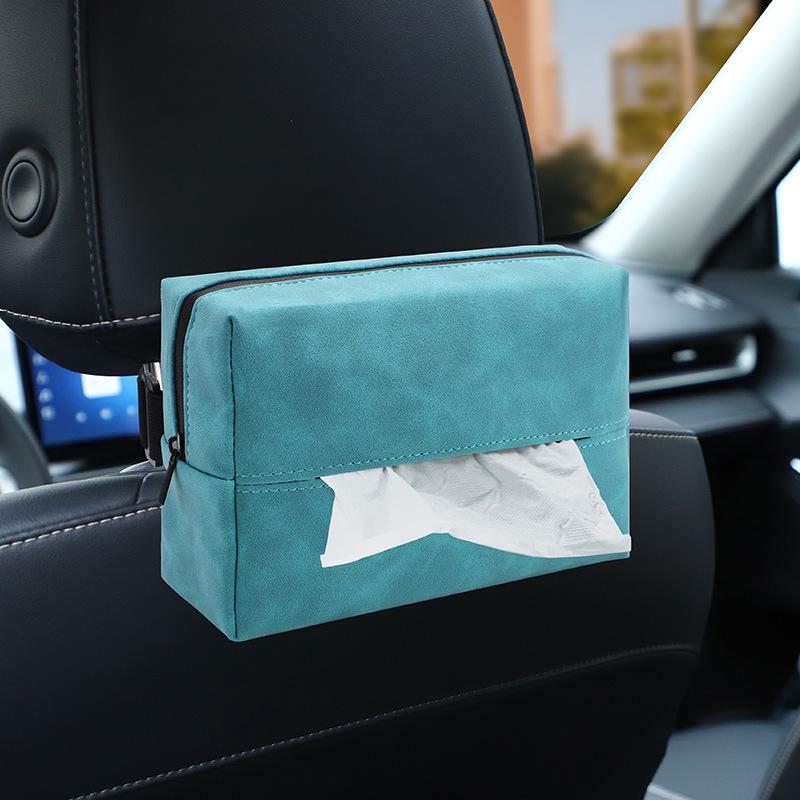 Suede Car Tissue Holder – Universal Hanging Drawstring Box for All Car Models
