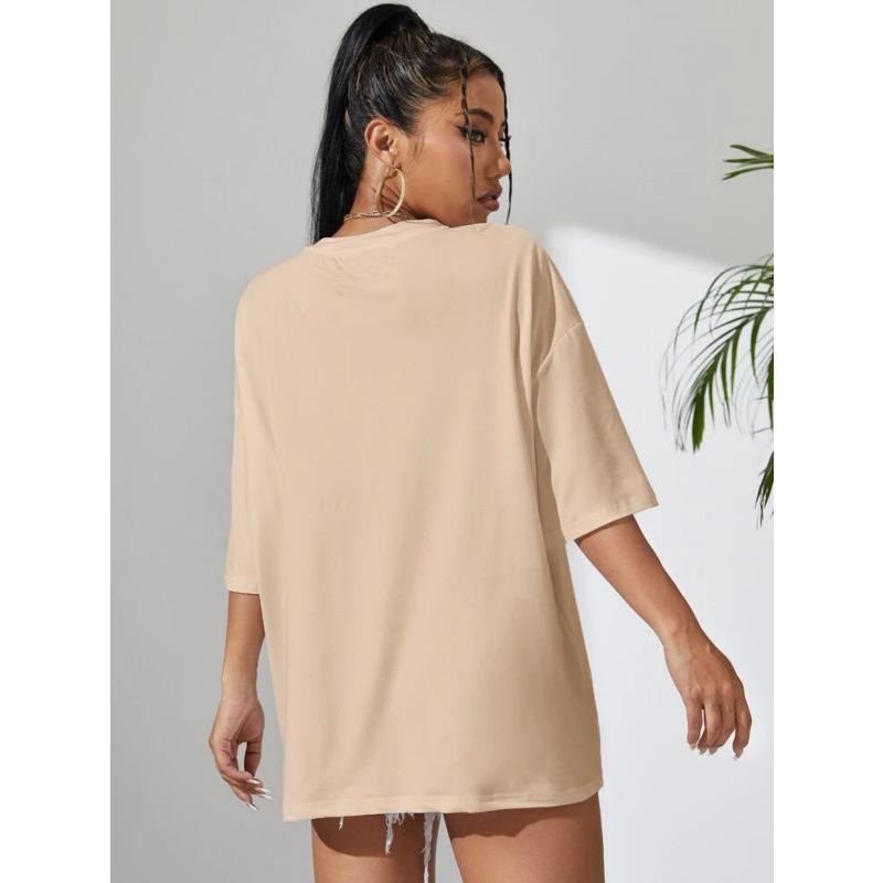 YYFS Camicette e camicie con scollo a mezza manica e stampa tinta unita primavera estate moda casual da donna