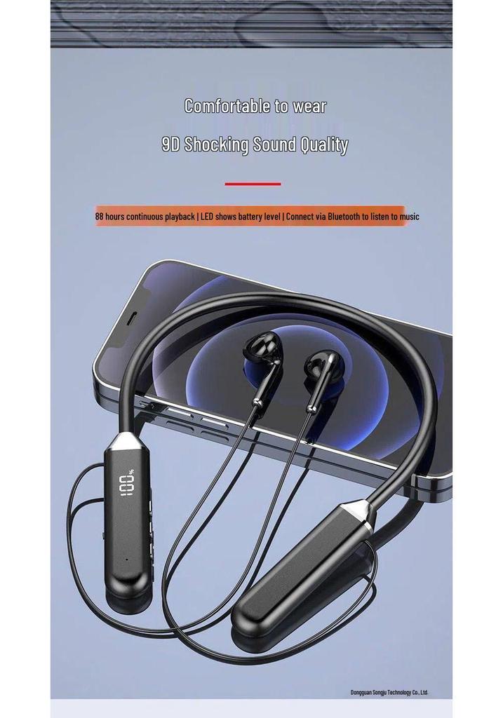 Bluetooth Neckband Headset: Wireless, Super Bass, Long Battery Life - Compatible with Apple, Vivo, Xiaomi, OPPO, Huawei.