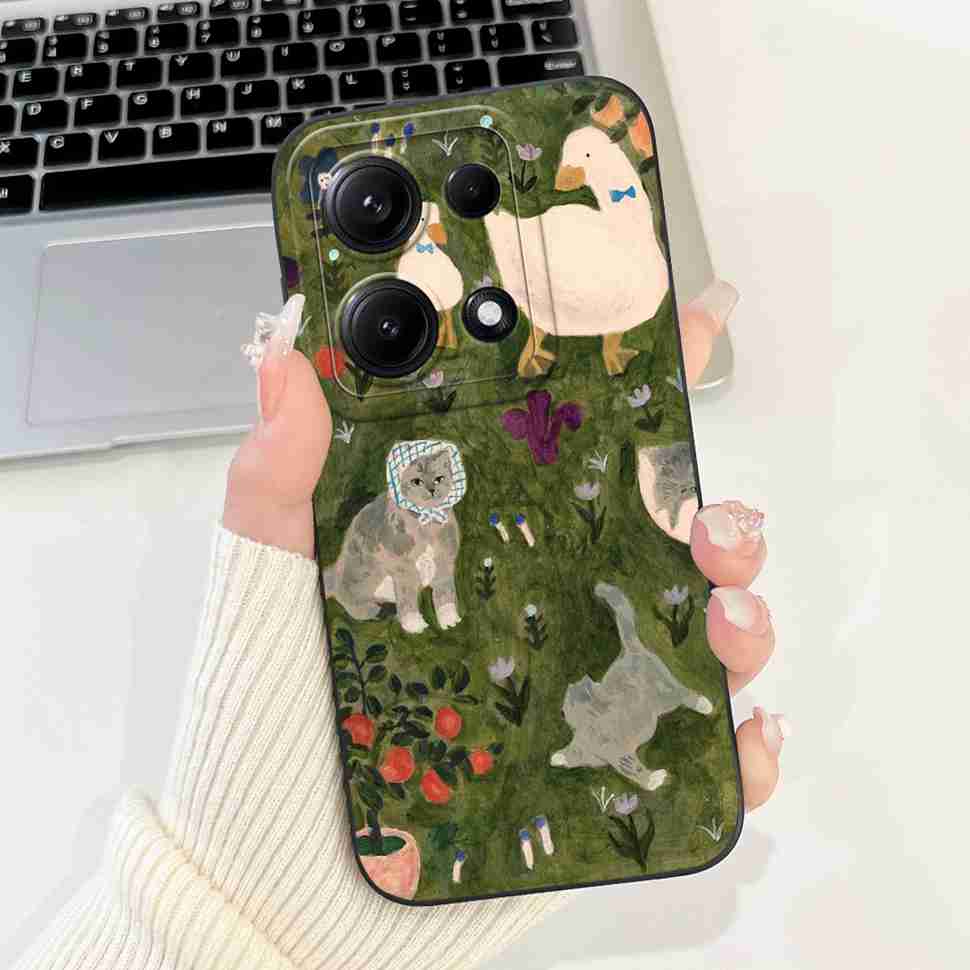 Simple Silicone Case For Redmi Note14s 4G Capa Lovely Panda Rabbit Shockproof Back Cover For Xiaomi Redmi Note 14S Phone Shell