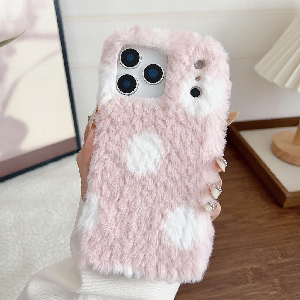 For iPhone 17 Pro Max Case Polka Dot Plush Soft TPU Phone Protective Cover