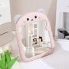 Bedroom Small Makeup Mirror - Cartoon Panda Ear Table Foldable Style, Student Dormitory & Office Use