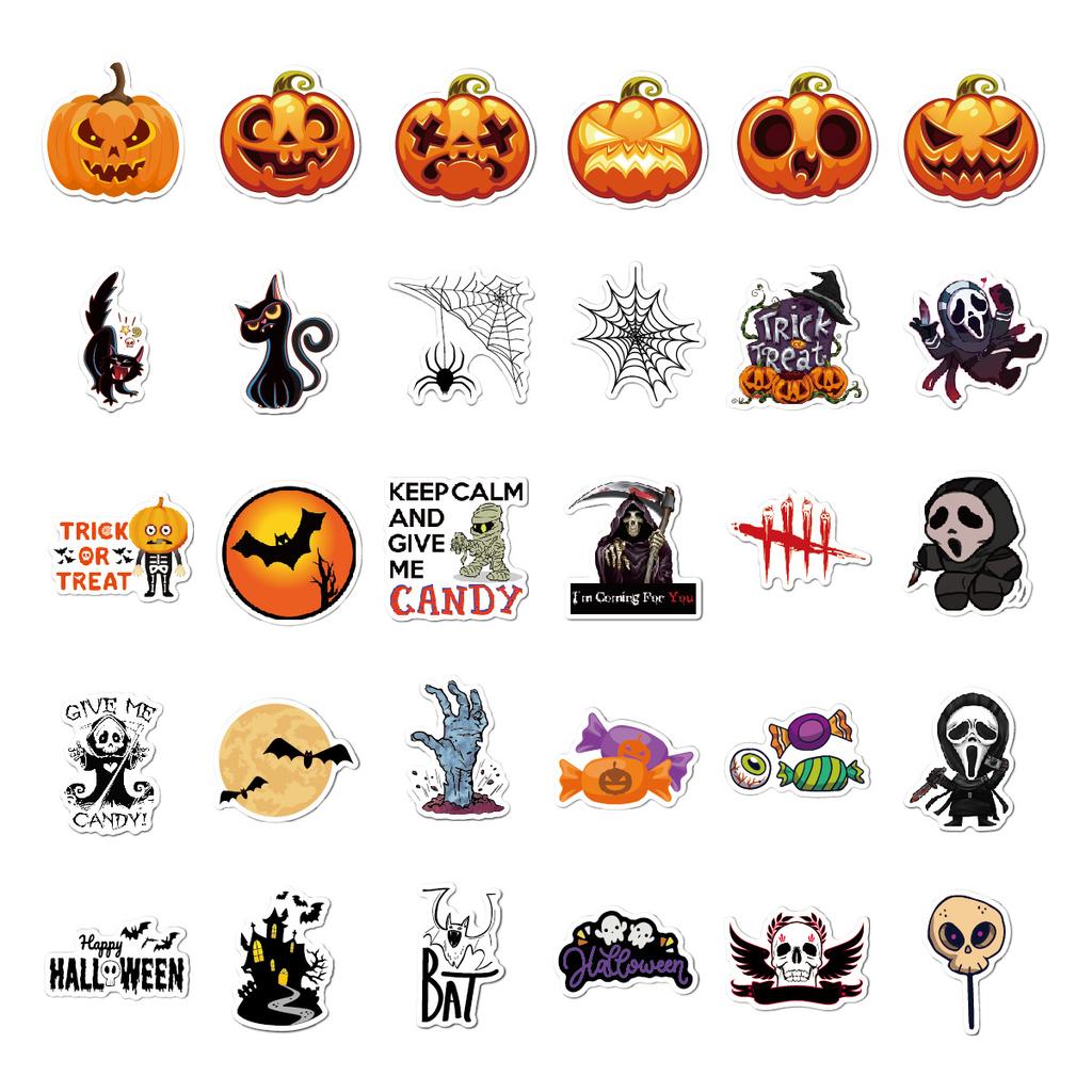 60P Pumpkin Sticker Pack Spoof Themes Waterproof Vinyl Halloween Sticker Set for Skateboard Laptops Decals Set