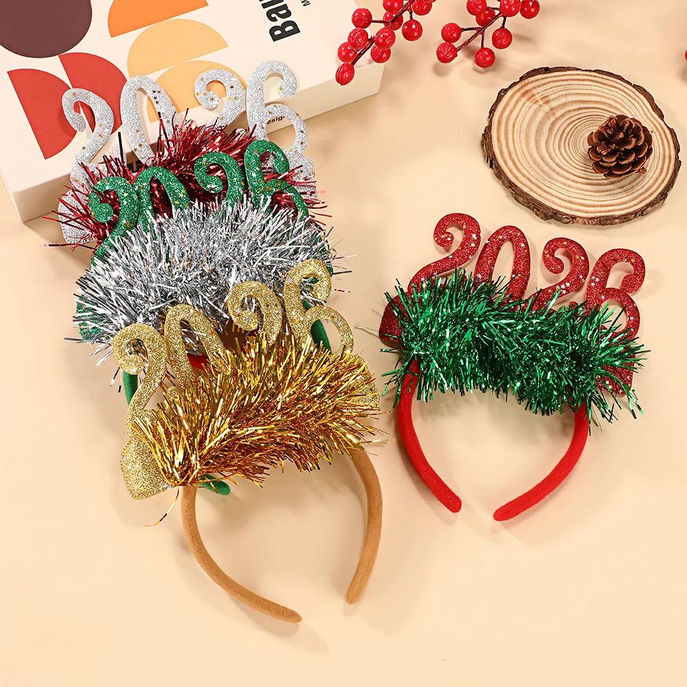 New Year Headband Kids Adult Glitter Hair Accessories Funny Glasses Po Props Christmas Decoration  New Year Gifts