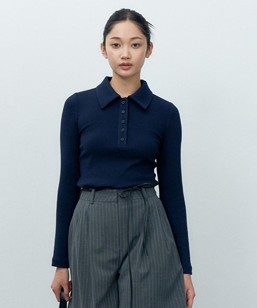 MAKE A TOAST Soft Mix Collared T-Shirt (Navy) Mbfsto025Nv